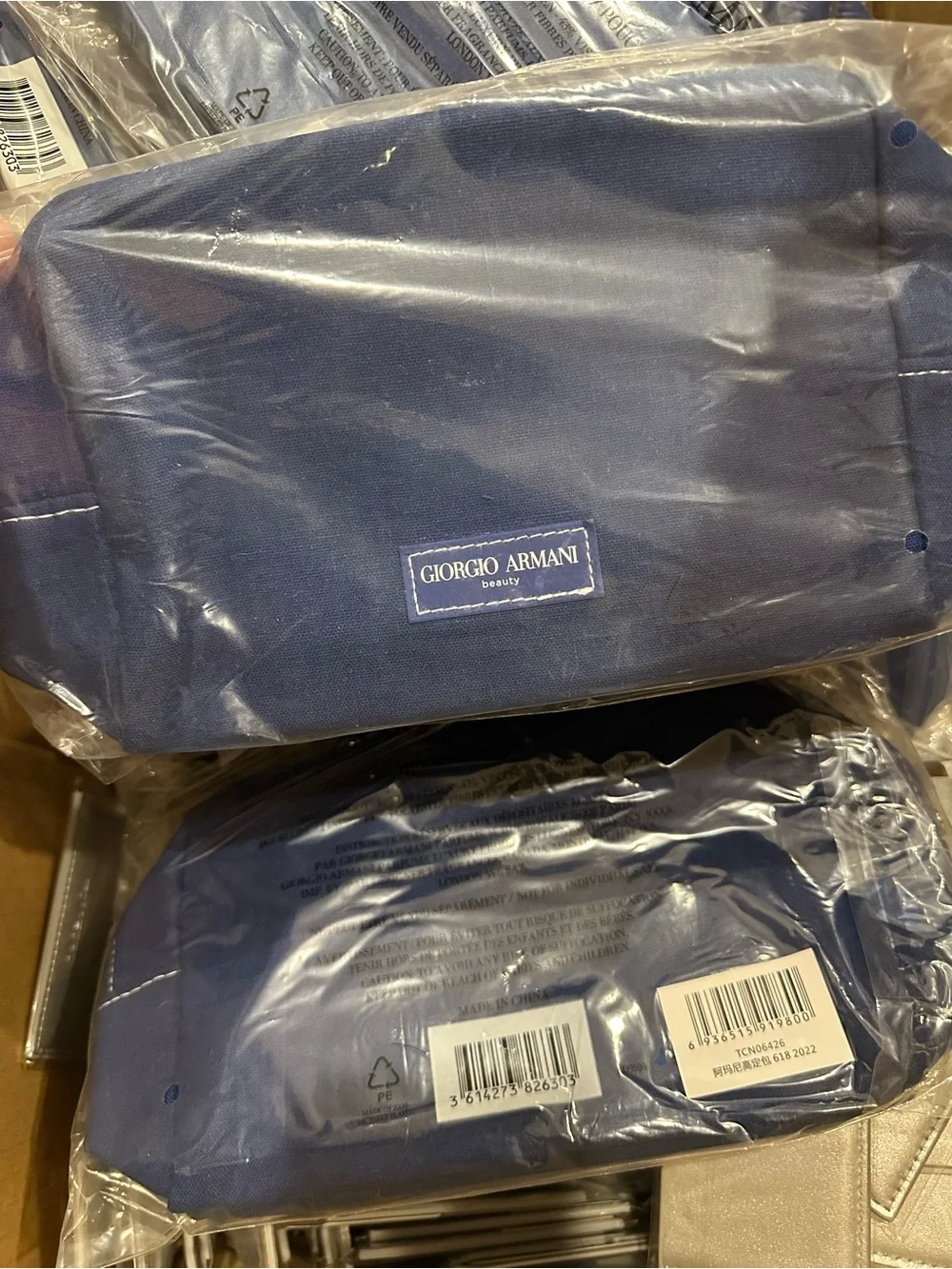Giorgio Armani Navy Canvas Men's Toiletry Bag